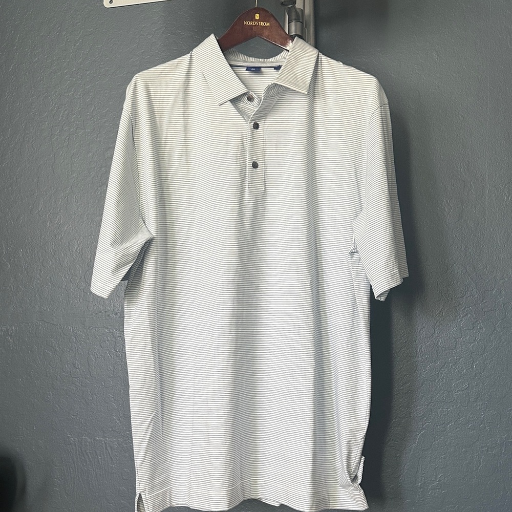 FJ 1857 Men's Striped Polo golf shirt in Light Blue